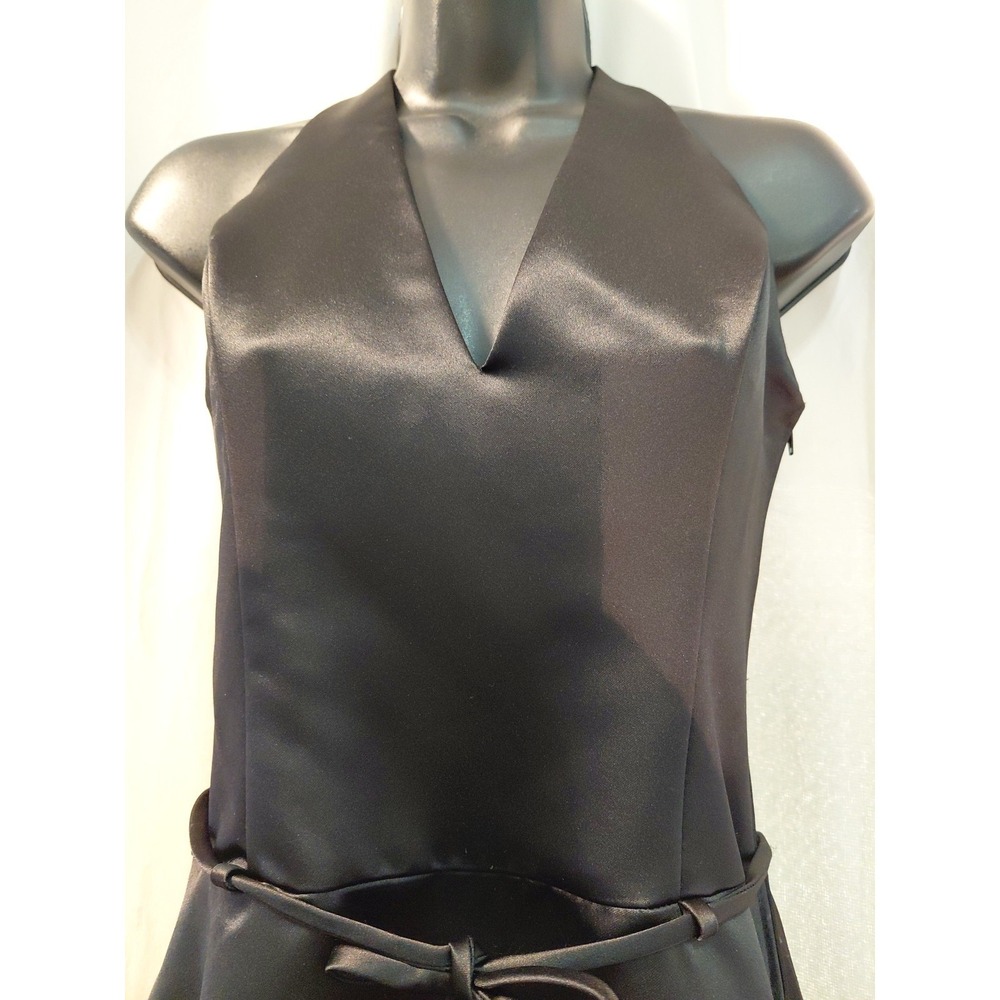 Vintage McClintock Gunne Sax  Black Satin‎ Midi  Halter Dress Y2k Party - Picture 2 of 10
